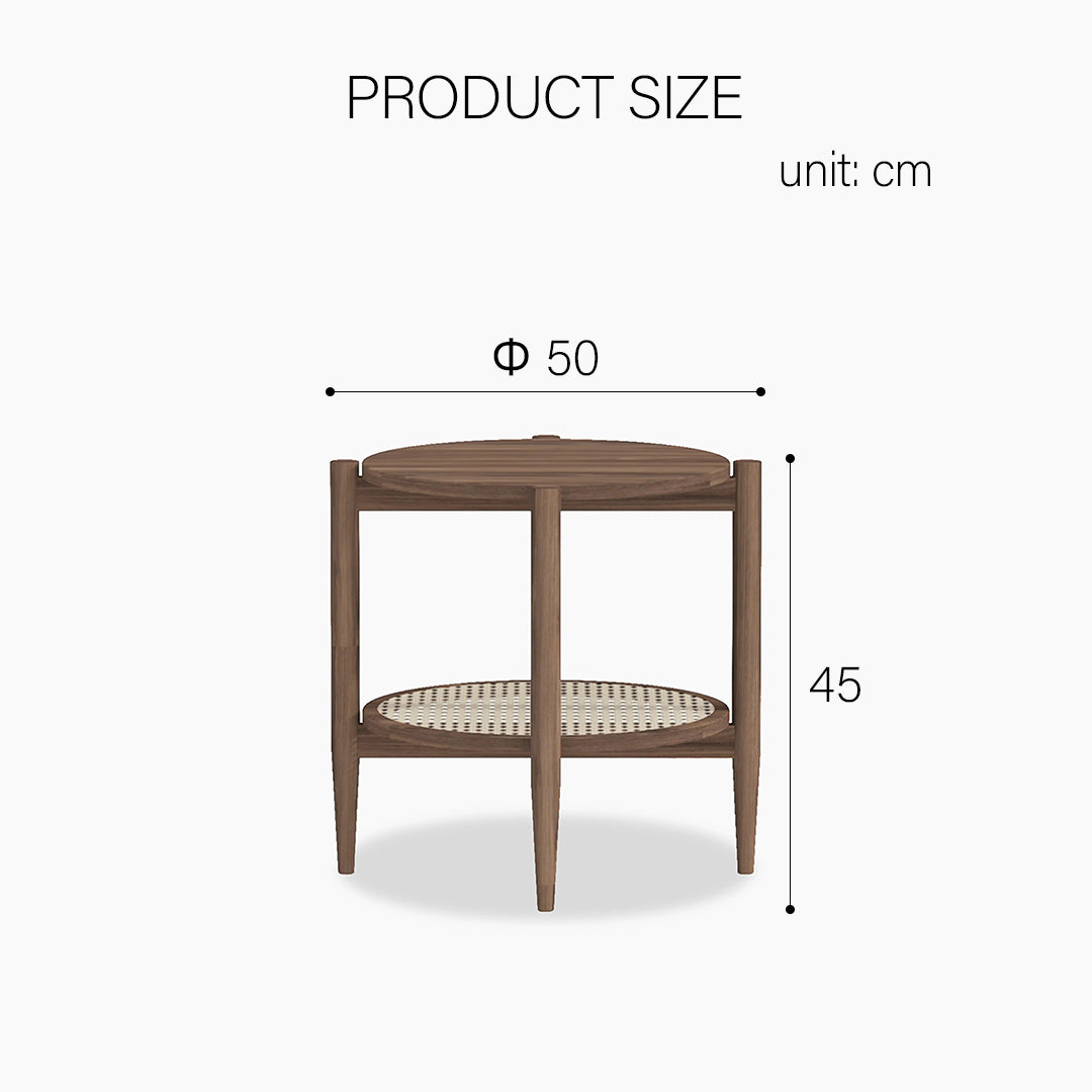 Fadli Round Side Table, Rattan