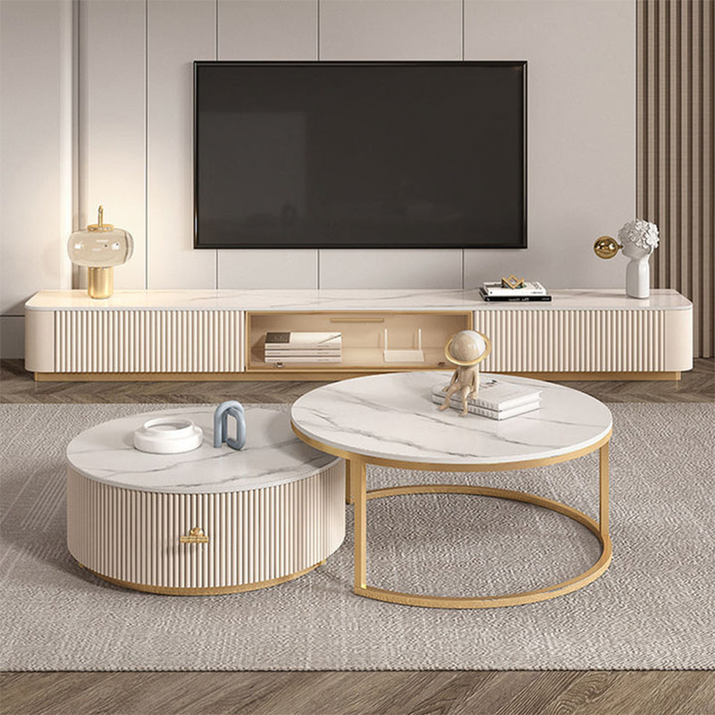 Elowen Coffee Table Set, Glass & Sintered Stone