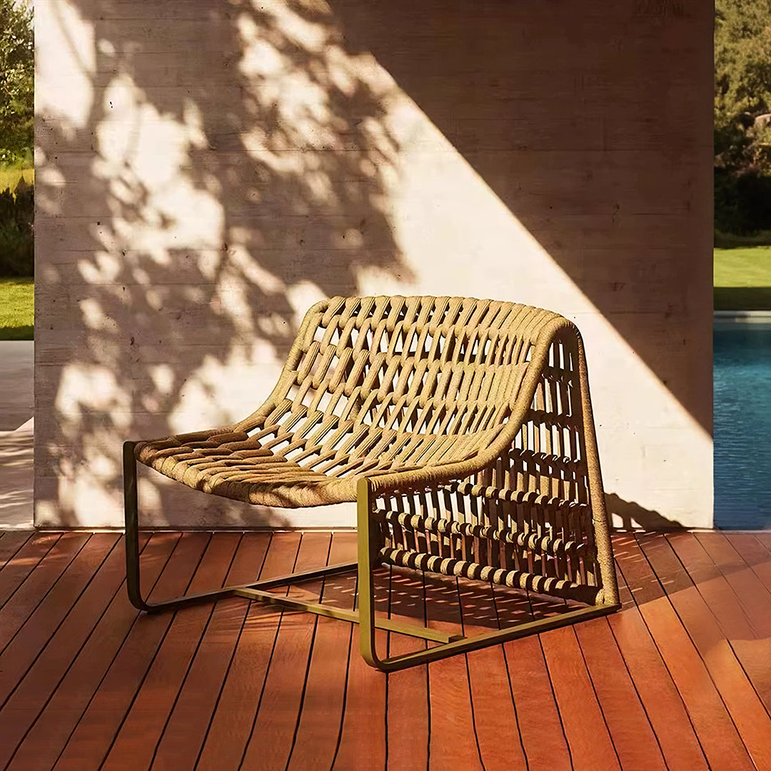 Figueroa Outdoor Lounge Chair With Footstool, Rattan