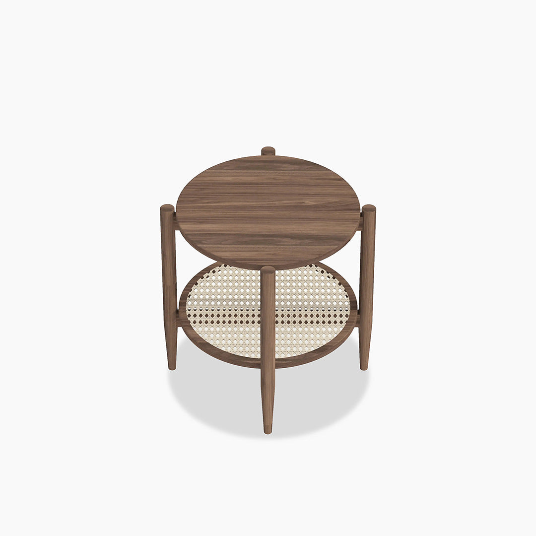 Fadli Round Side Table, Rattan