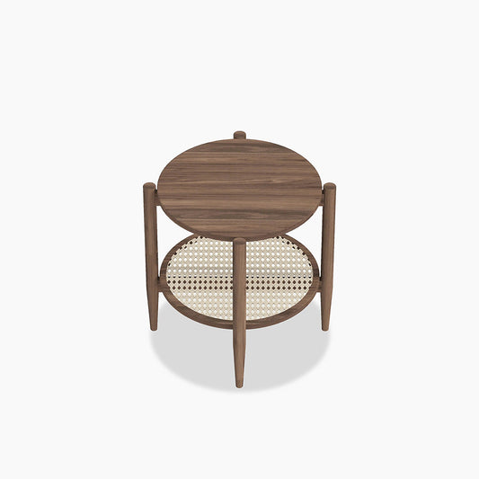 Fadli Round Side Table, Rattan