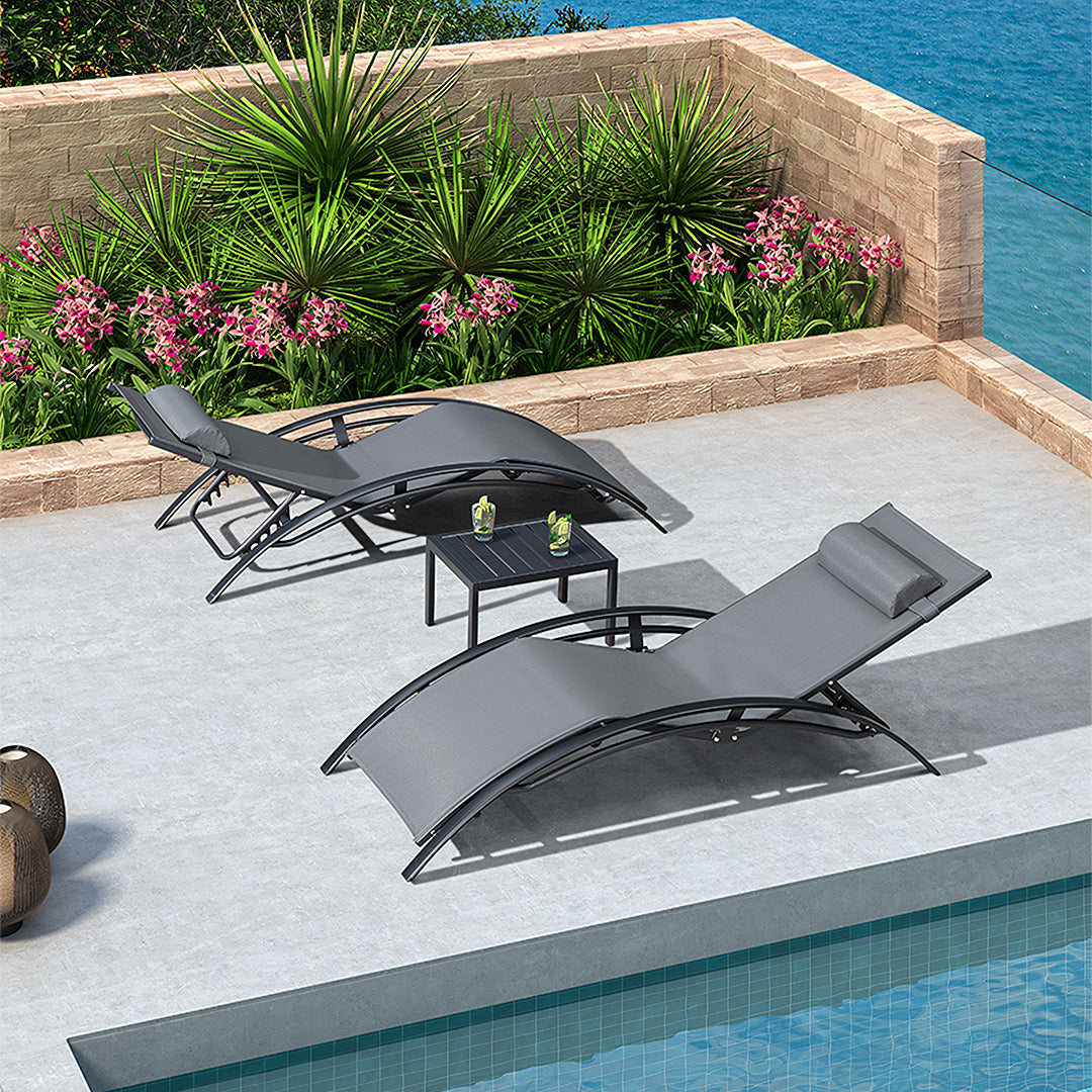 Chappell Reclining Sun Lounger With Pillow, Outdoor