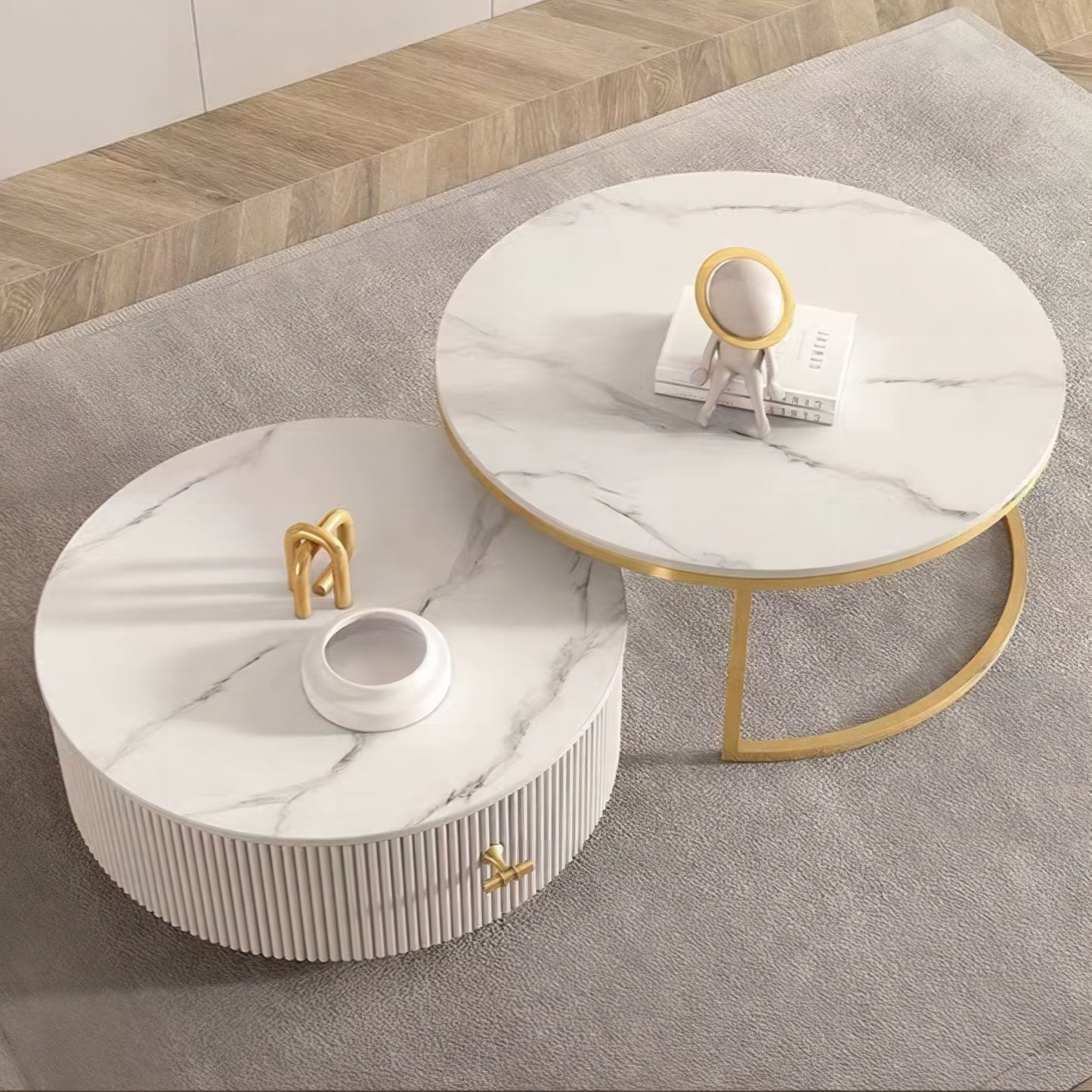 Elowen Coffee Table Set, Glass & Sintered Stone