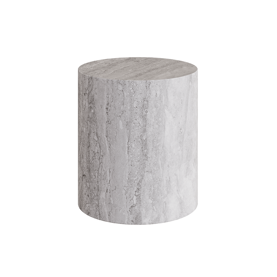 Porto Travertine Side Table, Grey - Image 2
